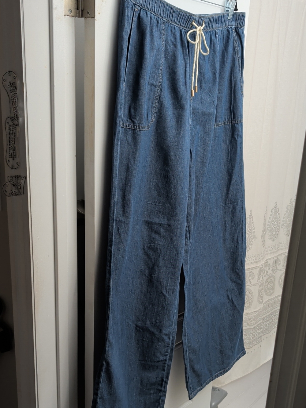 Michael Kors Blue Wide-Leg Drawstring Jeans
